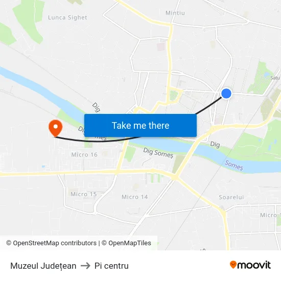 Muzeul Județean to Pi centru map