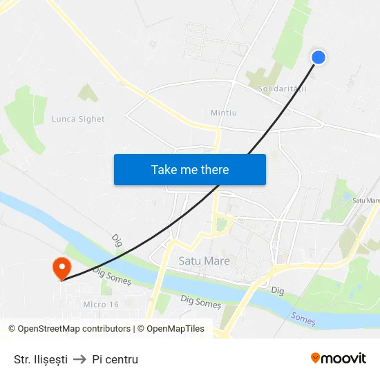Str. Ilișești to Pi centru map
