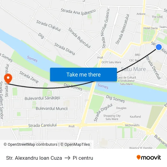 Str. Alexandru Ioan Cuza to Pi centru map
