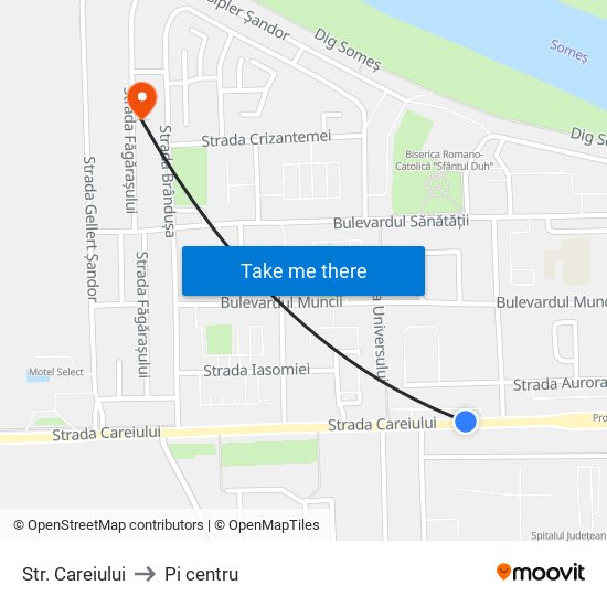 Str. Careiului to Pi centru map