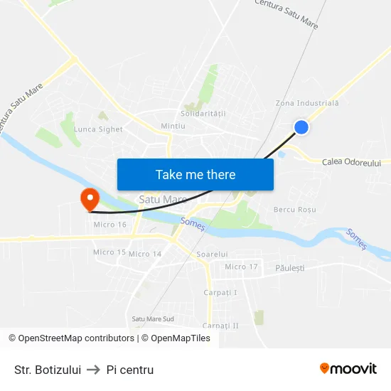 Str. Botizului to Pi centru map