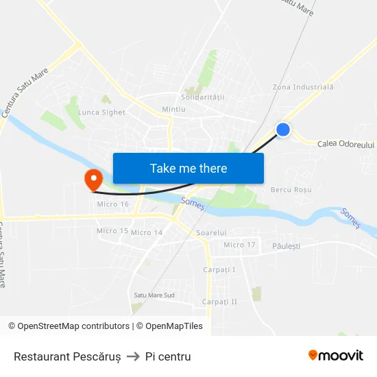 Restaurant Pescăruș to Pi centru map