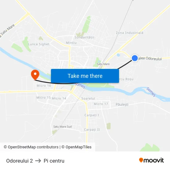 Odoreului 2 to Pi centru map