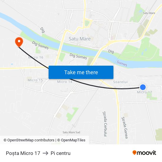 Poșta Micro 17 to Pi centru map