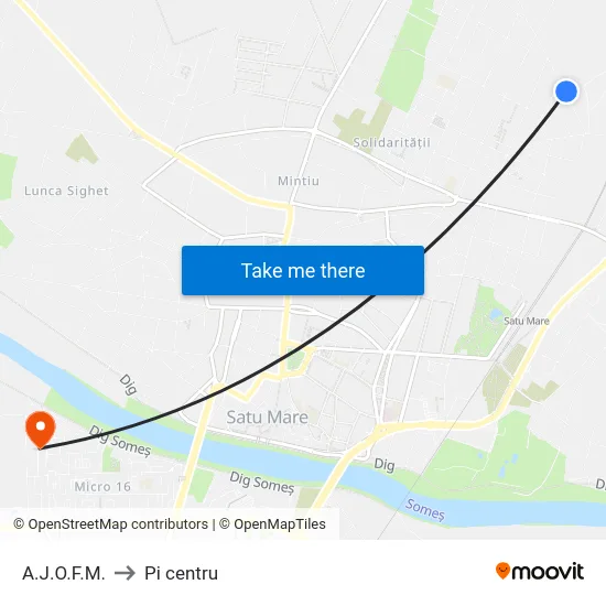 A.J.O.F.M. to Pi centru map