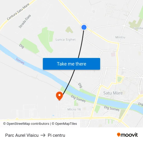 Parc Aurel Vlaicu to Pi centru map