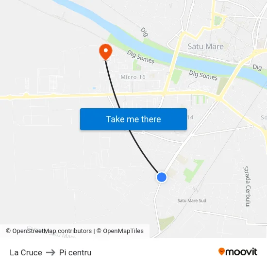 La Cruce to Pi centru map
