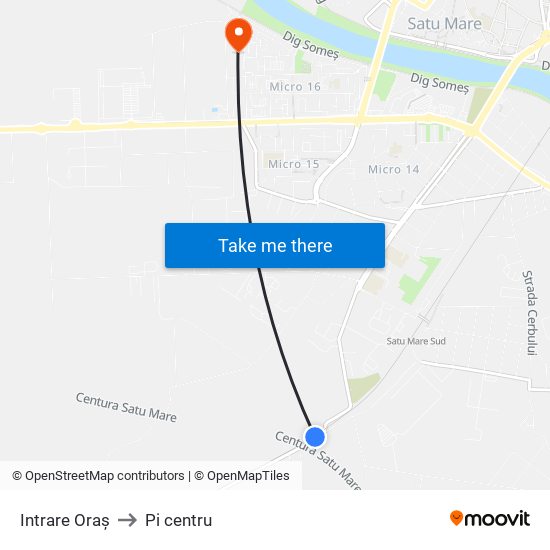 Intrare Oraș to Pi centru map