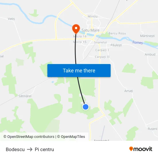 Bodescu to Pi centru map
