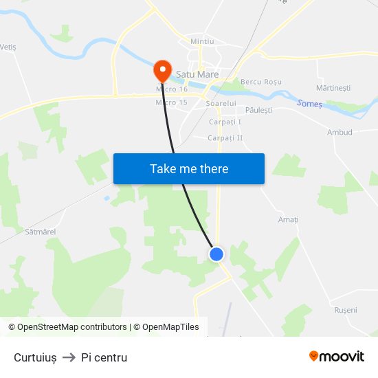 Curtuiuș to Pi centru map
