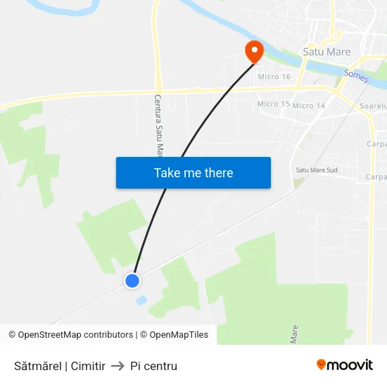 Sătmărel | Cimitir to Pi centru map