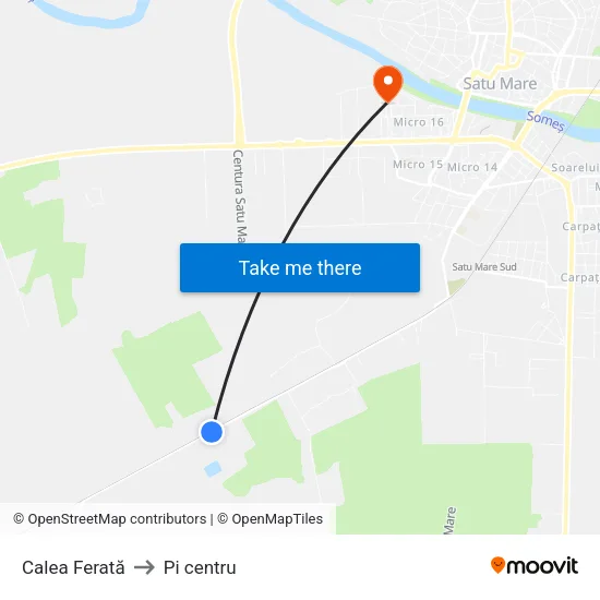 Calea Ferată to Pi centru map