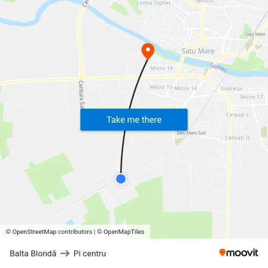 Balta Blondă to Pi centru map