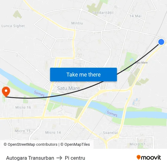 Autogara Transurban to Pi centru map