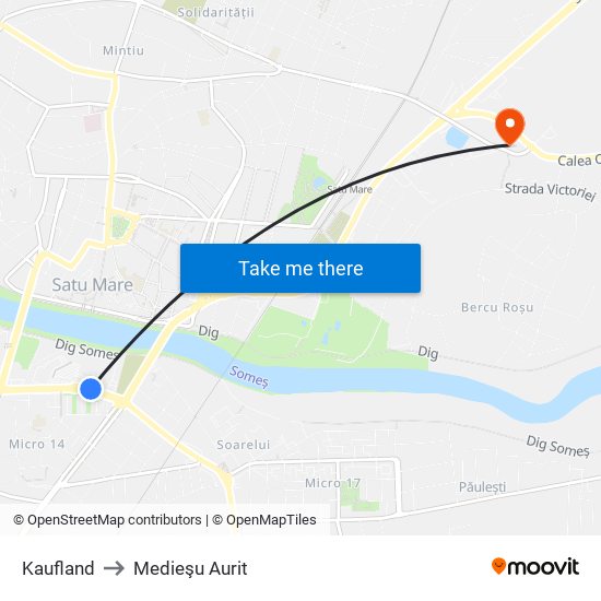 Kaufland to Medieşu Aurit map