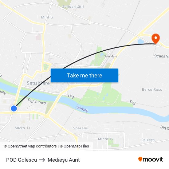 POD Golescu to Medieşu Aurit map