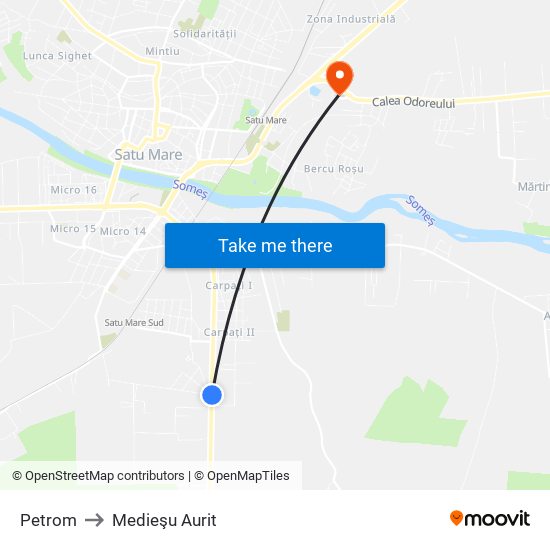 Petrom to Medieşu Aurit map