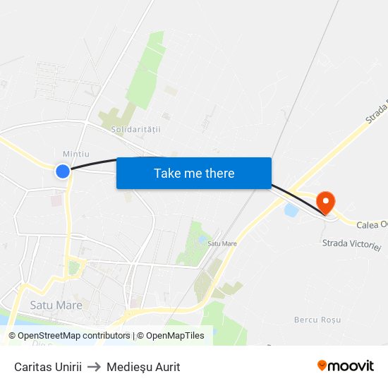 Caritas Unirii to Medieşu Aurit map