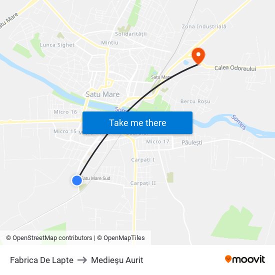 Fabrica De Lapte to Medieşu Aurit map