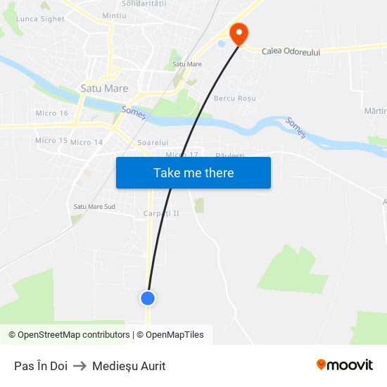 Pas În Doi to Medieşu Aurit map