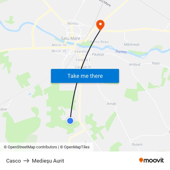Casco to Medieşu Aurit map