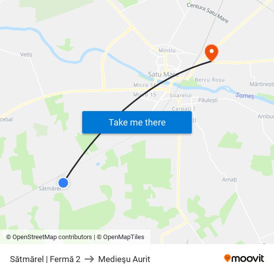 Sătmărel | Fermă 2 to Medieşu Aurit map