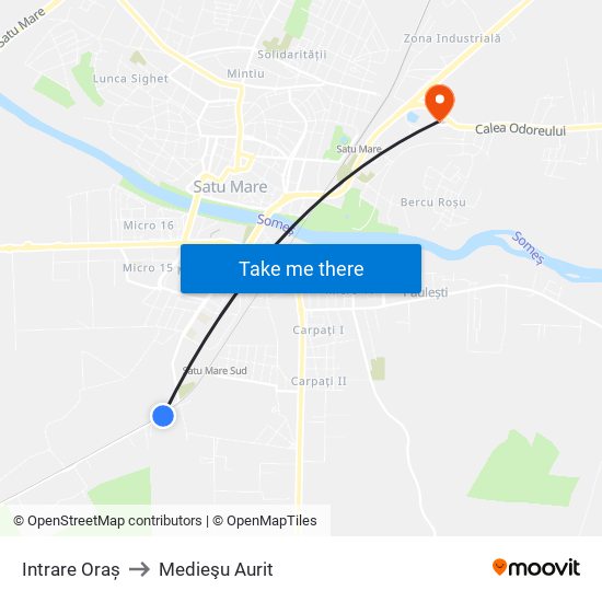 Intrare Oraș to Medieşu Aurit map