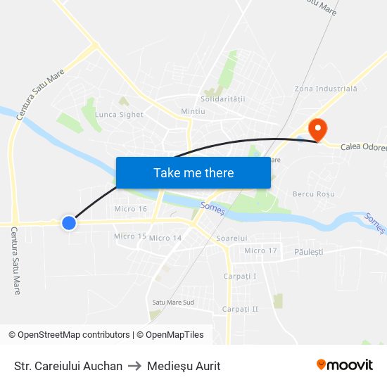 Str. Careiului Auchan to Medieşu Aurit map