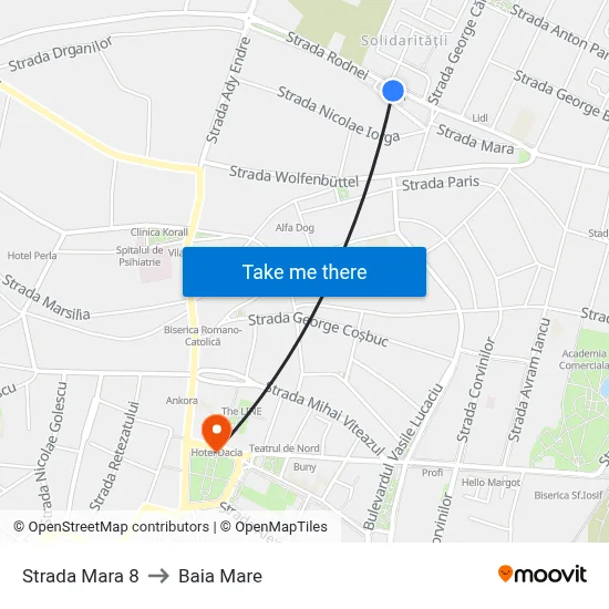 Strada Mara 8 to Baia Mare map
