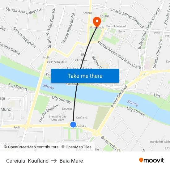 Careiului Kaufland to Baia Mare map