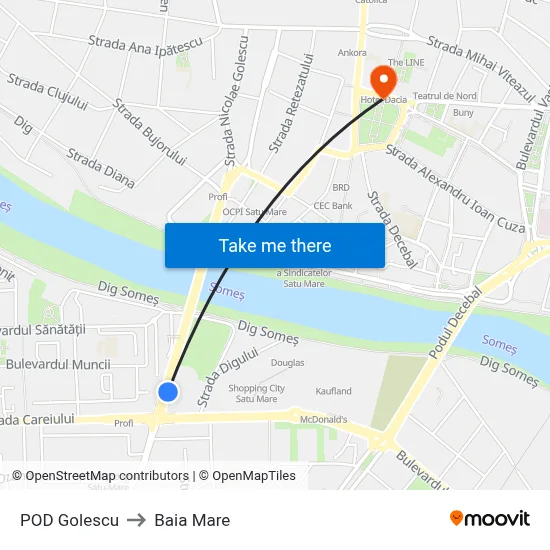 POD Golescu to Baia Mare map