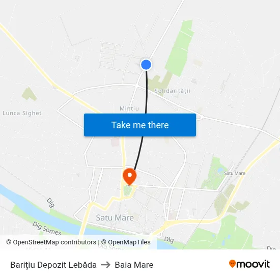 Barițiu Depozit Lebăda to Baia Mare map