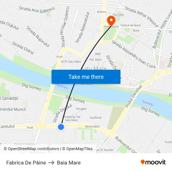 Fabrica De Pâine to Baia Mare map