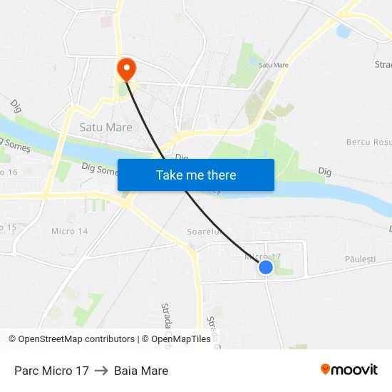Parc Micro 17 to Baia Mare map