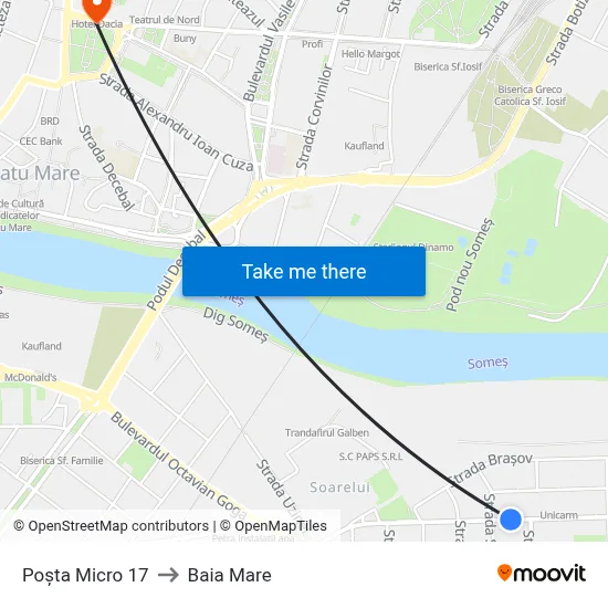 Poșta Micro 17 to Baia Mare map