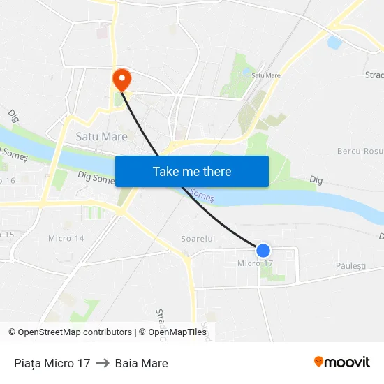 Piața Micro 17 to Baia Mare map