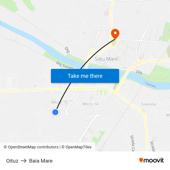 Oituz to Baia Mare map