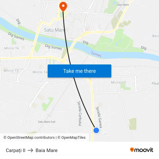 Carpați II to Baia Mare map