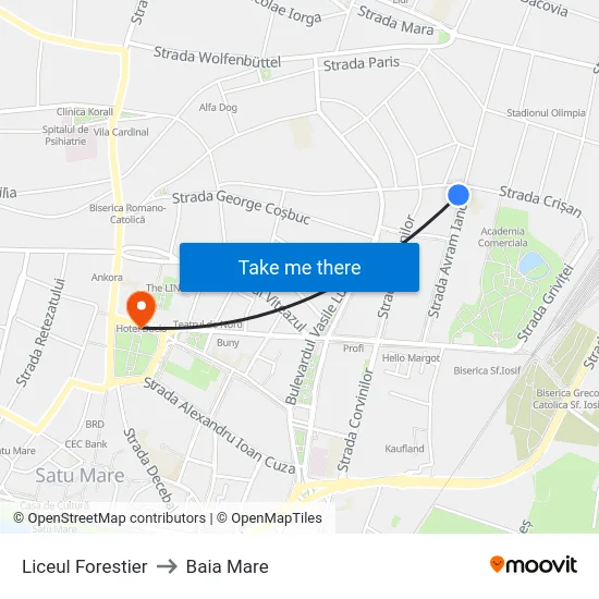 Liceul Forestier to Baia Mare map