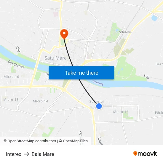 Interex to Baia Mare map