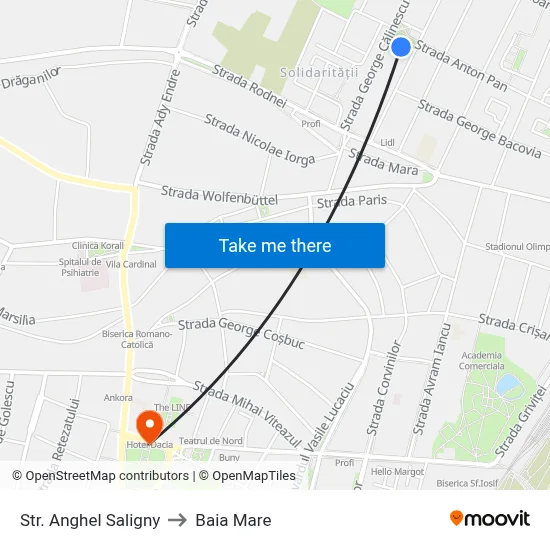 Str. Anghel Saligny to Baia Mare map