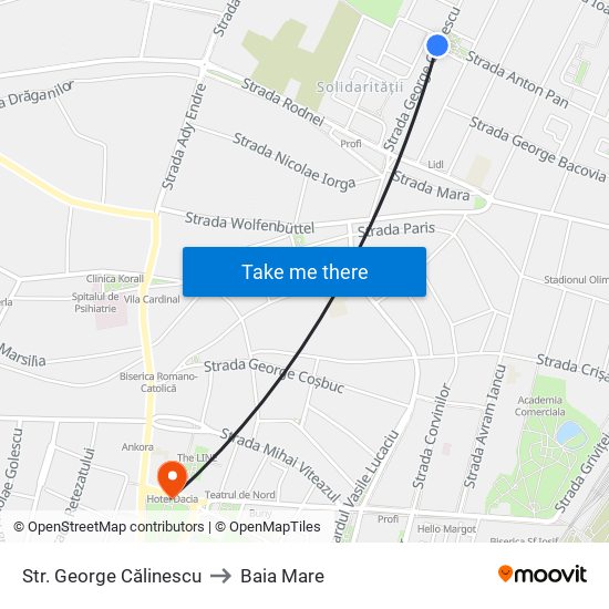 Str. George Călinescu to Baia Mare map