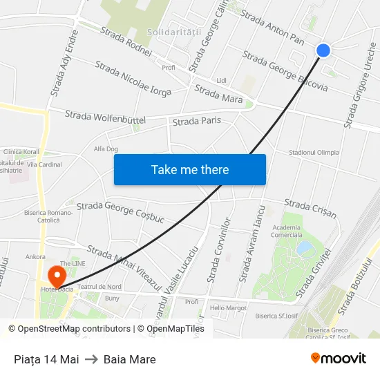 Piața 14 Mai to Baia Mare map