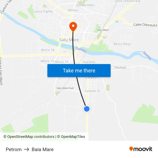 Petrom to Baia Mare map