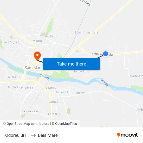 Odoreului III to Baia Mare map