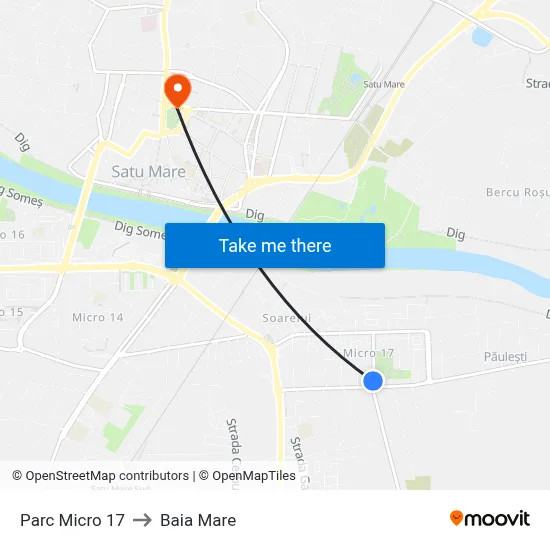 Parc Micro 17 to Baia Mare map