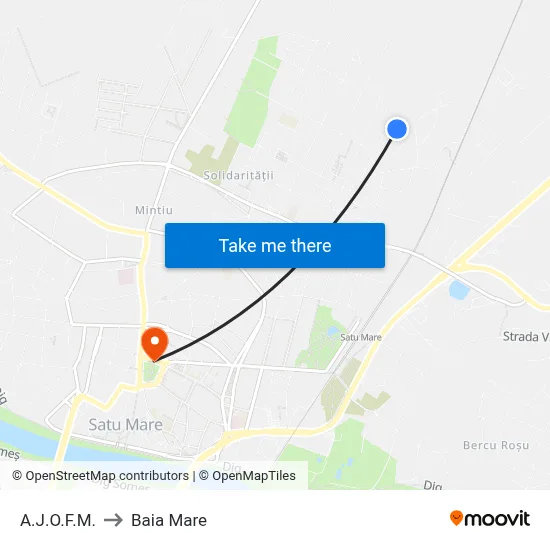 A.J.O.F.M. to Baia Mare map