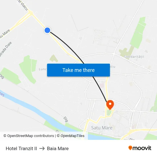 Hotel Tranzit II to Baia Mare map