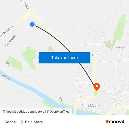 Rachel to Baia Mare map