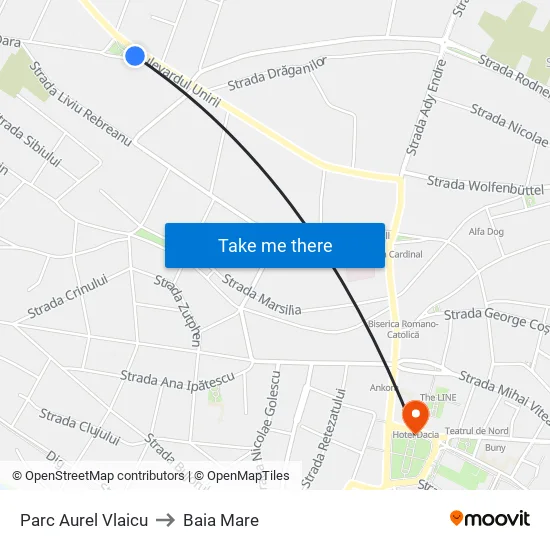 Unirii Parc to Baia Mare map